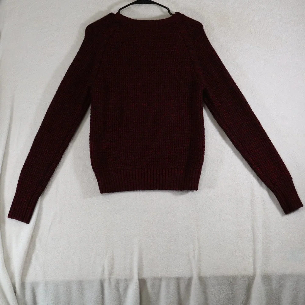 Bass Men's Size M Maroon Cable Knit Sweater – Cotton Blend Crewneck Pullover